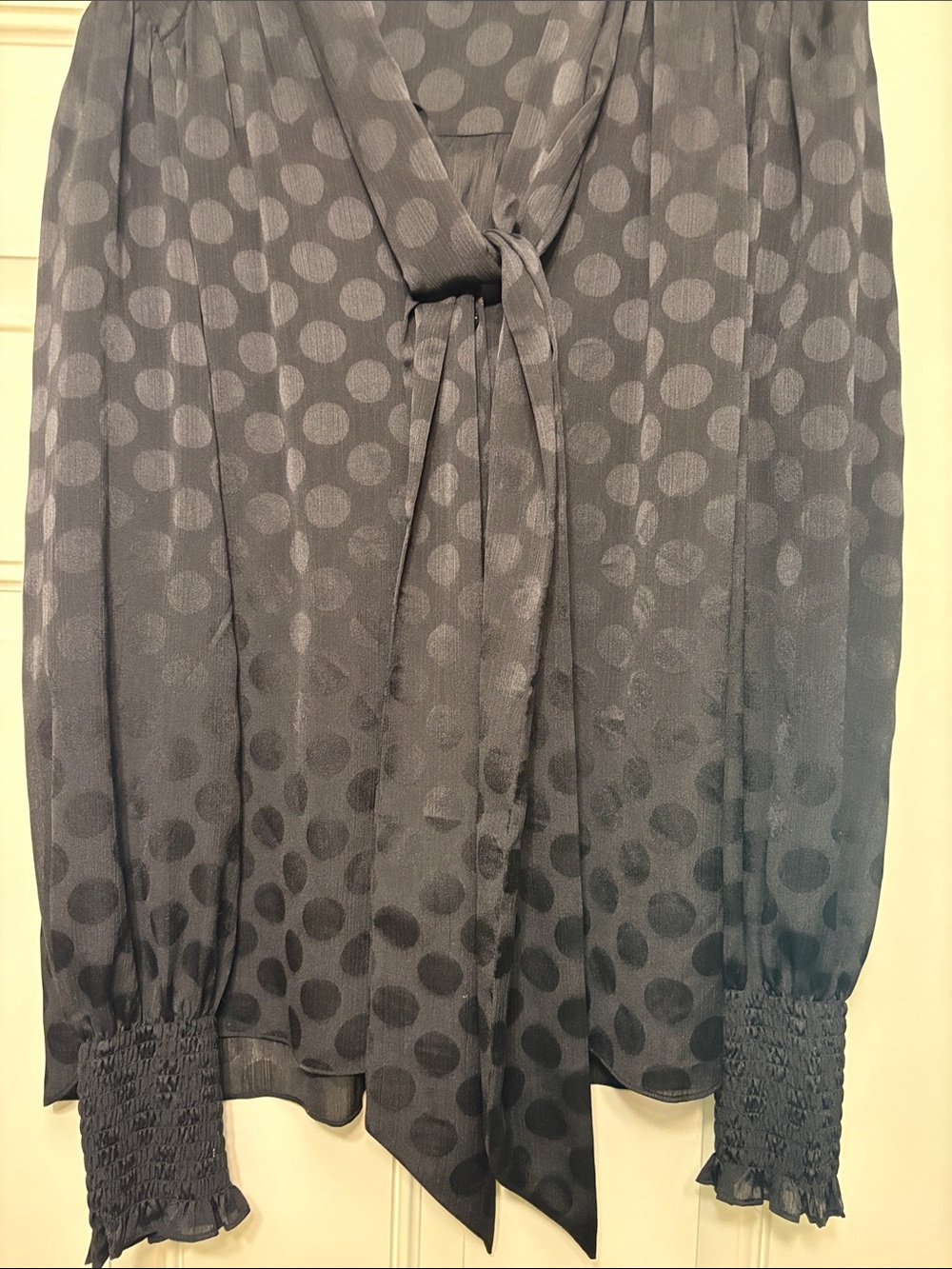 ME+EM Black Polka Dot Tie-Neck Blouse
